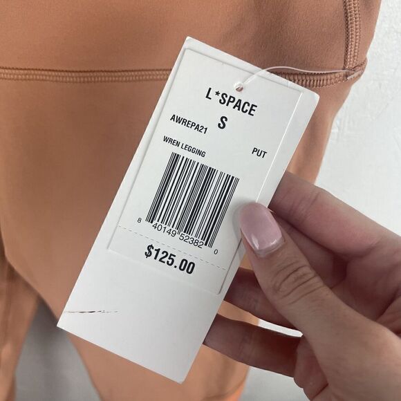 NWT L*‎ Space Wren 7/8 Length Orange Striped Legging Athleisure Size S $125 - Picture 6 of 10